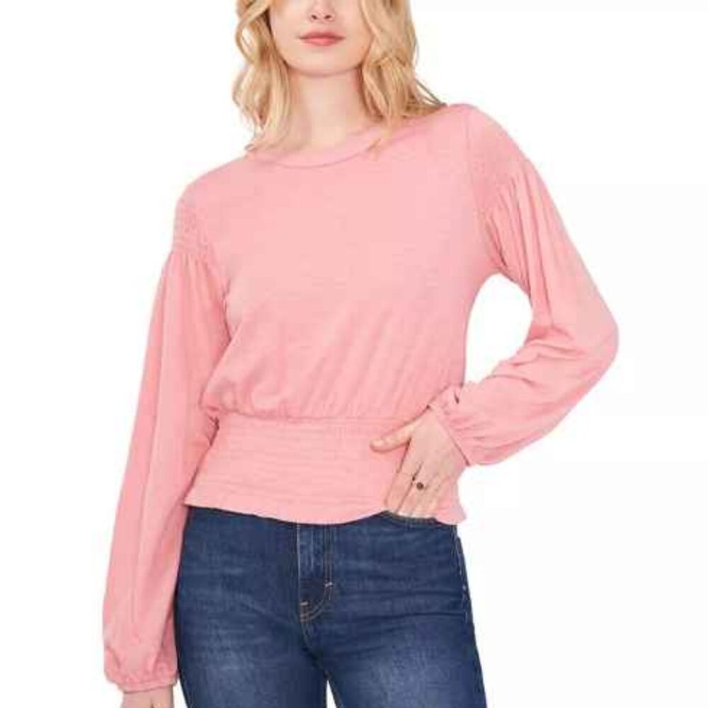 NWT 1.State Women's Smoked Hem Long Sleeve Top Blouse Size S